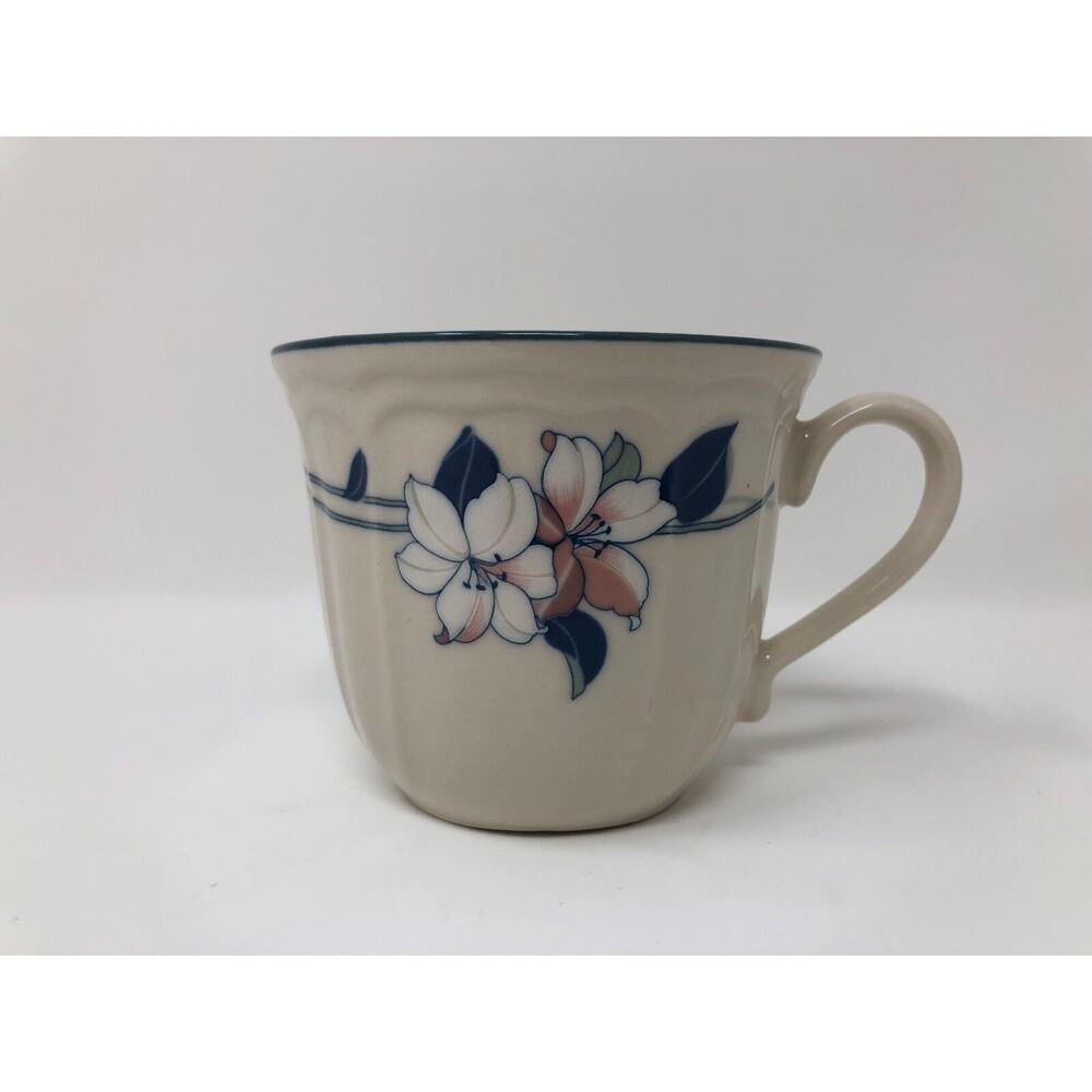 Epoch Coffee Mug Blue White Floral Cup Replacement Made in Korea Natural Color